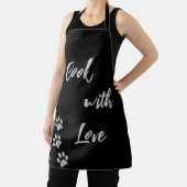 シルバードッグポーズブラック背景プリントパターンApr エプロン (インサイチュ)