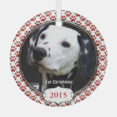 シルバードッグ私の初めてのクリスマス写真オーナメント ガラスオーナメント (正面)