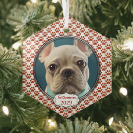 シルバードッグ私の初めてのクリスマス写真オーナメント ガラスオーナメント