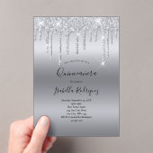 シルバードリッピンググリッターグラムキンセアニェラ誕生日 アクリル招待状 (インサイチュ (ポータブル))