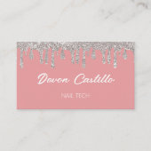 シルバードリッピンググリッターピンクグラム爪、 ネイルテック 名刺 (正面)