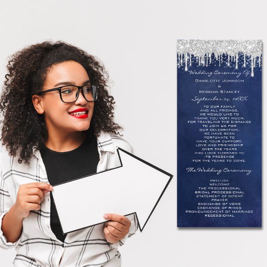 シルバードリップイベント結婚式 プログラムフォーマルブルー プログラム