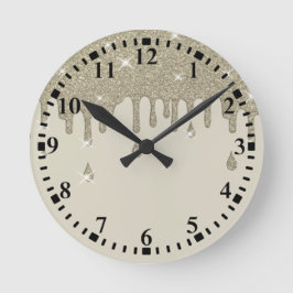 シルバードリップグリッターエフェクト&スパークル ラウンド壁時計
