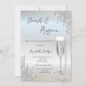 シルバードリップスパールスプロセッコブライダルシャワー 招待状 (正面)