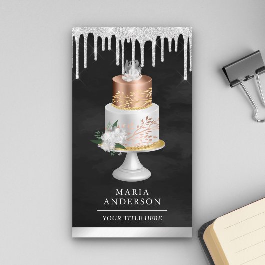 シルバードリップスフローラケーキブラックパティシシェフベーカリー 名刺