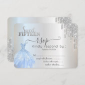 シルバードリップスブルードレススウィート15 RSVP招待状 招待状 (正面/裏面)