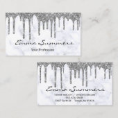 シルバードリップスマーブルカスタマイズグリッター 名刺 (正面/裏面)