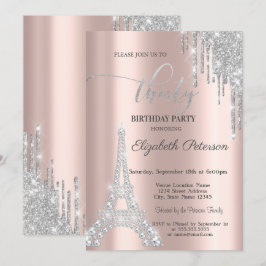 シルバードリップス、ダイヤモンド エッフェル塔 30歳の誕生日 招待状