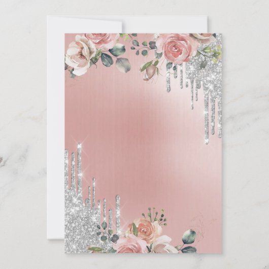 シルバードリップス、ドレス、バラピンクキンセアニェラ 招待状 (裏面)