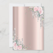 シルバードリップバラ金ゴールドフローラベビーシャワー 招待状 (裏面)