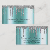 シルバードリップメタルルックエレガントユニークカスタム 名刺 (正面/裏面)