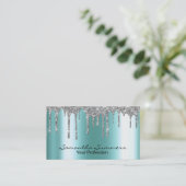 シルバードリップメタルルックエレガントユニークカスタム 名刺 (スタンド正面)