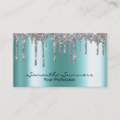 シルバードリップメタルルックエレガントユニークカスタム 名刺 (正面)