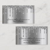 シルバードリップメタルルックエレガントユニークカスタム 名刺 (正面/裏面)