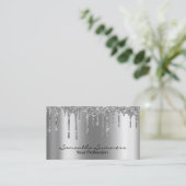 シルバードリップメタルルックエレガントユニークカスタム 名刺 (スタンド正面)