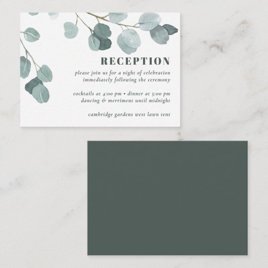 シルバードルユーカリプトゥスウェディングレセプション エンクロージャーカード (正面/裏面)