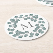 シルバードルユーカリリース ラウンドペーパーコースター (アングル)