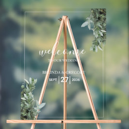 シルバードルユーカリ結婚の歓迎サイン アクリルサイン