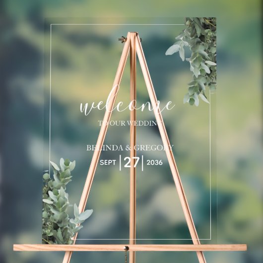 シルバードルユーカリ結婚の歓迎サイン アクリルサイン (ニュートラル)