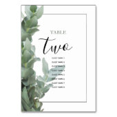 シルバードルユーカリ結婚プトゥスのゲスト名 テーブルナンバー (裏面)