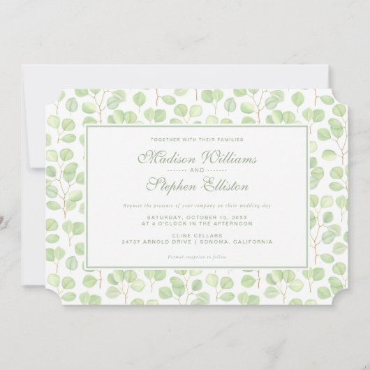 シルバードルユーカリ&ブラン結婚チズ 招待状 (正面)