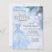 シルバードレスウィンターワンダーランドスウィート16パーティー 招待状 (正面)