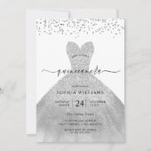 シルバードレスエレガントグリッターキンセアニェラパーティー 招待状 (正面)