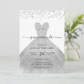 シルバードレスエレガントグリッターキンセアニェラパーティー 招待状 (スタンド正面)