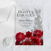 シルバードレスガウン赤いバラ80th誕生日パーティー