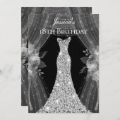 シルバードレスガールズ17th 18th 19thバースデーパーティー 招待状 (正面/裏面)