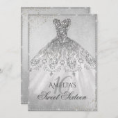 シルバードレススパークルSweet sixteen招待状 招待状 (正面/裏面)