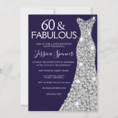 シルバードレスネイビー60&ファブラス60th誕生日 招待状 (正面)