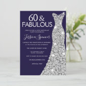 シルバードレスネイビー60&ファブラス60th誕生日 招待状 (スタンド正面)