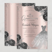 シルバードレスバラダイヤモンドバラ金ゴールドキンセアニラ 招待状 (正面/裏面)