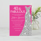 シルバードレスピンク40&素晴らしい40歳の誕生日 招待状 (スタンド正面)