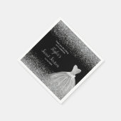 シルバードレスフェイクグリッタースウィート16誕生日 スタンダードカクテルナプキン (角)