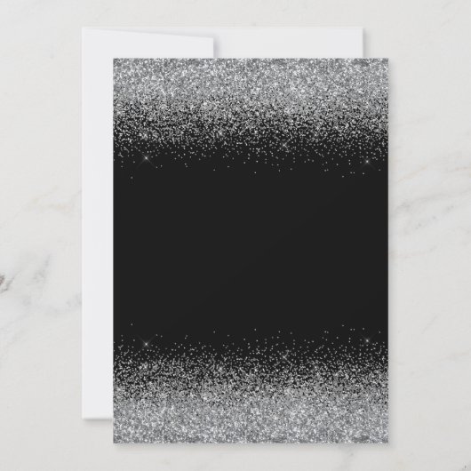 シルバードレスフェイクグリッタースウィート16誕生日 招待状 (裏面)