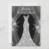 シルバードレスフローラエレガント退職招待状 招待状 (正面)