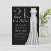 シルバードレス女性21st誕生日パーティー 招待状 (スタンド正面)