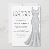 シルバードレス女性70thバースデーパーティー 招待状 (正面)