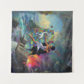 シルバードレス巫女オカルトダークウィッチーAIアート タペストリー (正面(横))