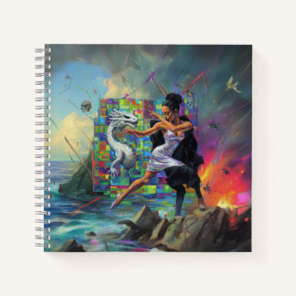 シルバードレス巫女オカルトダークウィッチーAIアート ノートブック