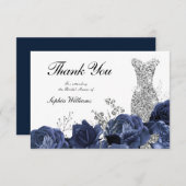 シルバードレス ネイビー ブランシュ&バブル ブライズシャワー サンキューカード (正面/裏面)