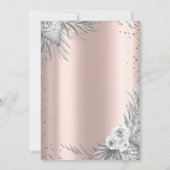 シルバードレス、パンパス フラワー ローズゴールドのキンセアニエラ 招待状 (裏面)