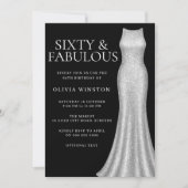シルバードレス ブラック シックスティ・アンド・ファビュラス 60歳の誕生日 招待状 (正面)