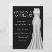 シルバードレス ブラック セブンティ ファビュラス 70歳の誕生日 招待状 (正面)