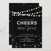 シルバーニューイヤーズイブ企業のホリデーパーティー 招待状 (正面/裏面)