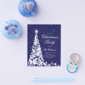 シルバーネイビークリスマスツリー招待状プログラムメニュー チラシ (シングル)