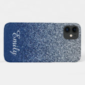シルバーネイビーグリッターグラデーションパーソナライズされた Case-Mate iPhoneケース (裏面(横))