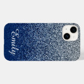 シルバーネイビーグリッターグラデーションパーソナライズされた Case-Mate iPhoneケース (裏面 (横))